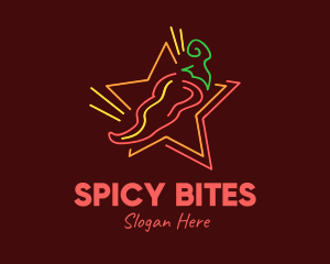 Neon Star Chilli Pepper logo design