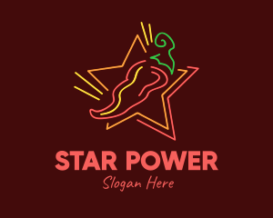 Neon Star Chilli Pepper logo design