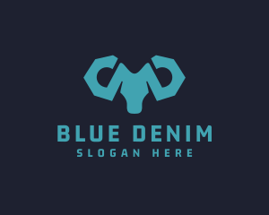 Blue Wrench Ram logo design