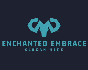 Blue Wrench Ram logo design