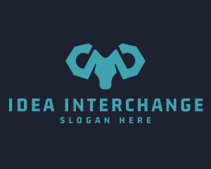 Blue Wrench Ram logo design