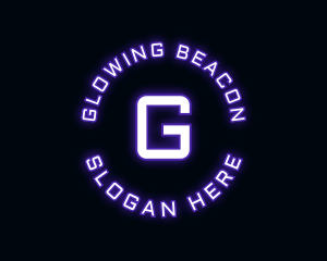 Glowing Neon Techno logo design