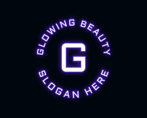 Glowing Neon Techno logo design