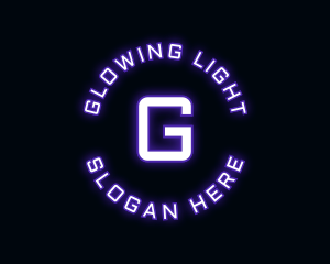 Glowing Neon Techno logo design