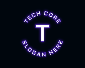 Glowing Neon Techno logo design