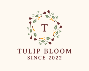 Leaf Tulip Wreath  logo design