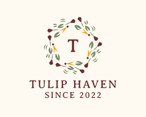 Leaf Tulip Wreath  logo design