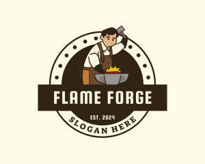 Blacksmith Forge Anvil logo design