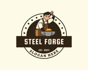 Blacksmith Forge Anvil logo design