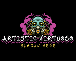 Skull Gas Mask Gaming logo design