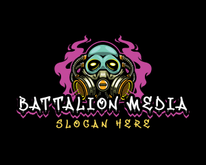 Skull Gas Mask Gaming logo design