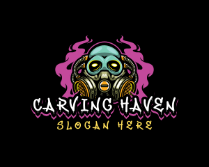 Skull Gas Mask Gaming logo design