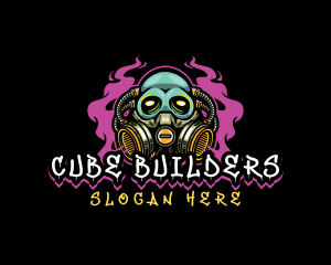 Skull Gas Mask Gaming logo design