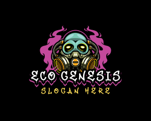 Skull Gas Mask Gaming logo design