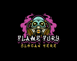 Skull Gas Mask Gaming logo design