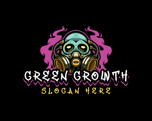 Skull Gas Mask Gaming logo design