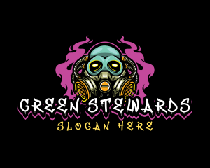 Skull Gas Mask Gaming logo design