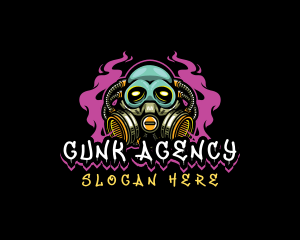 Skull Gas Mask Gaming logo design