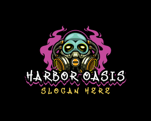 Skull Gas Mask Gaming logo design