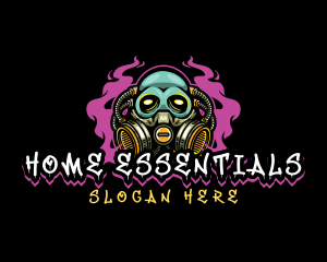 Skull Gas Mask Gaming logo design