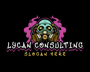 Skull Gas Mask Gaming logo design