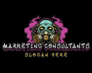 Skull Gas Mask Gaming logo design