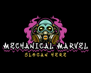 Skull Gas Mask Gaming logo design