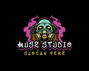 Skull Gas Mask Gaming logo design