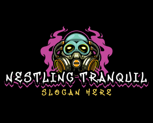 Skull Gas Mask Gaming logo design