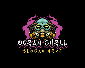 Skull Gas Mask Gaming logo design