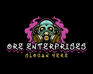 Skull Gas Mask Gaming logo design