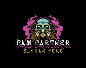 Skull Gas Mask Gaming logo design