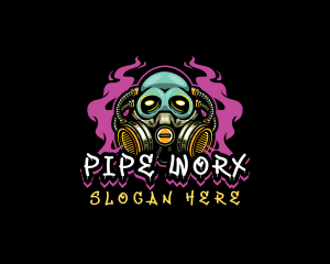 Skull Gas Mask Gaming logo design