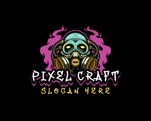 Skull Gas Mask Gaming logo design