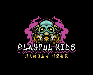 Skull Gas Mask Gaming logo design