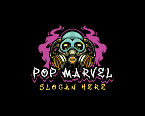 Skull Gas Mask Gaming logo design