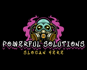 Skull Gas Mask Gaming logo design