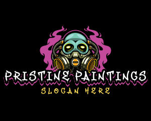 Skull Gas Mask Gaming logo design