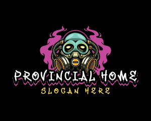 Skull Gas Mask Gaming logo design