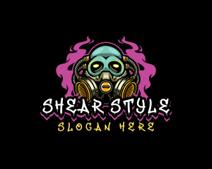 Skull Gas Mask Gaming logo design