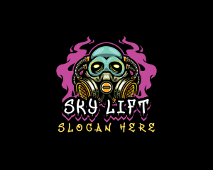 Skull Gas Mask Gaming logo design