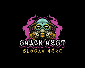 Skull Gas Mask Gaming logo design