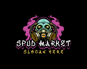 Skull Gas Mask Gaming logo design