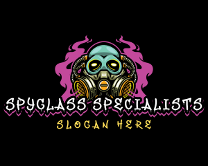 Skull Gas Mask Gaming logo design