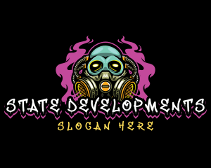 Skull Gas Mask Gaming logo design