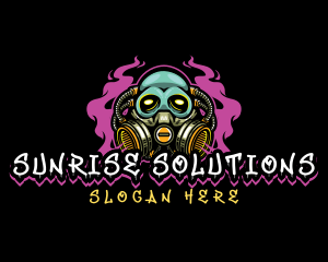 Skull Gas Mask Gaming logo design