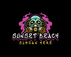 Skull Gas Mask Gaming logo design