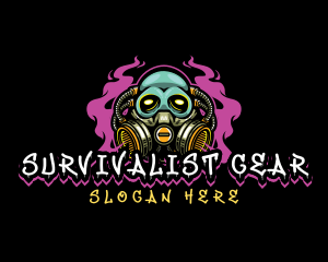 Skull Gas Mask Gaming logo design