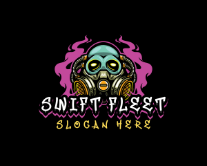 Skull Gas Mask Gaming logo design