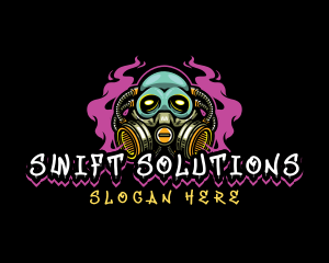 Skull Gas Mask Gaming logo design